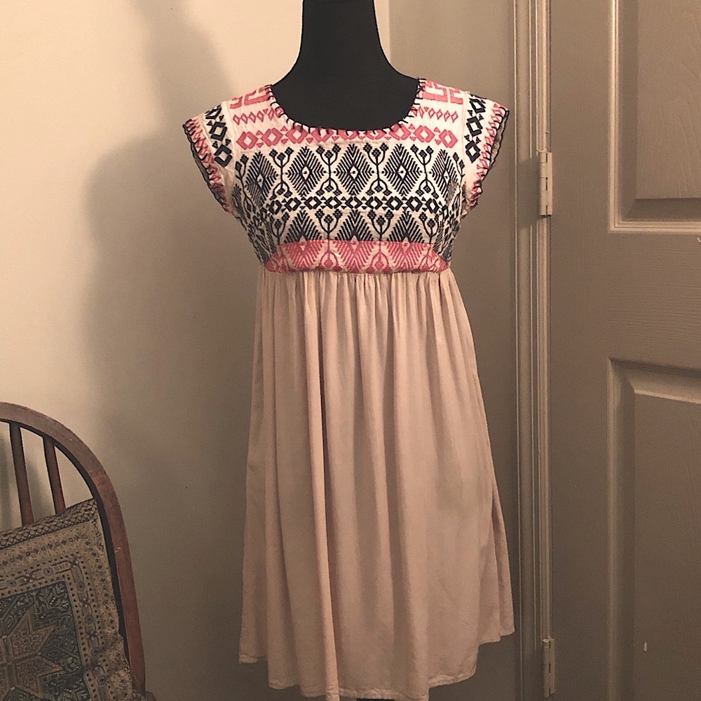 THML label cute cotton dress with embroidered bodice.Size. small